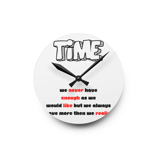 Inspirational Acrylic Wall Clock - 'Time' Design for Home Decor