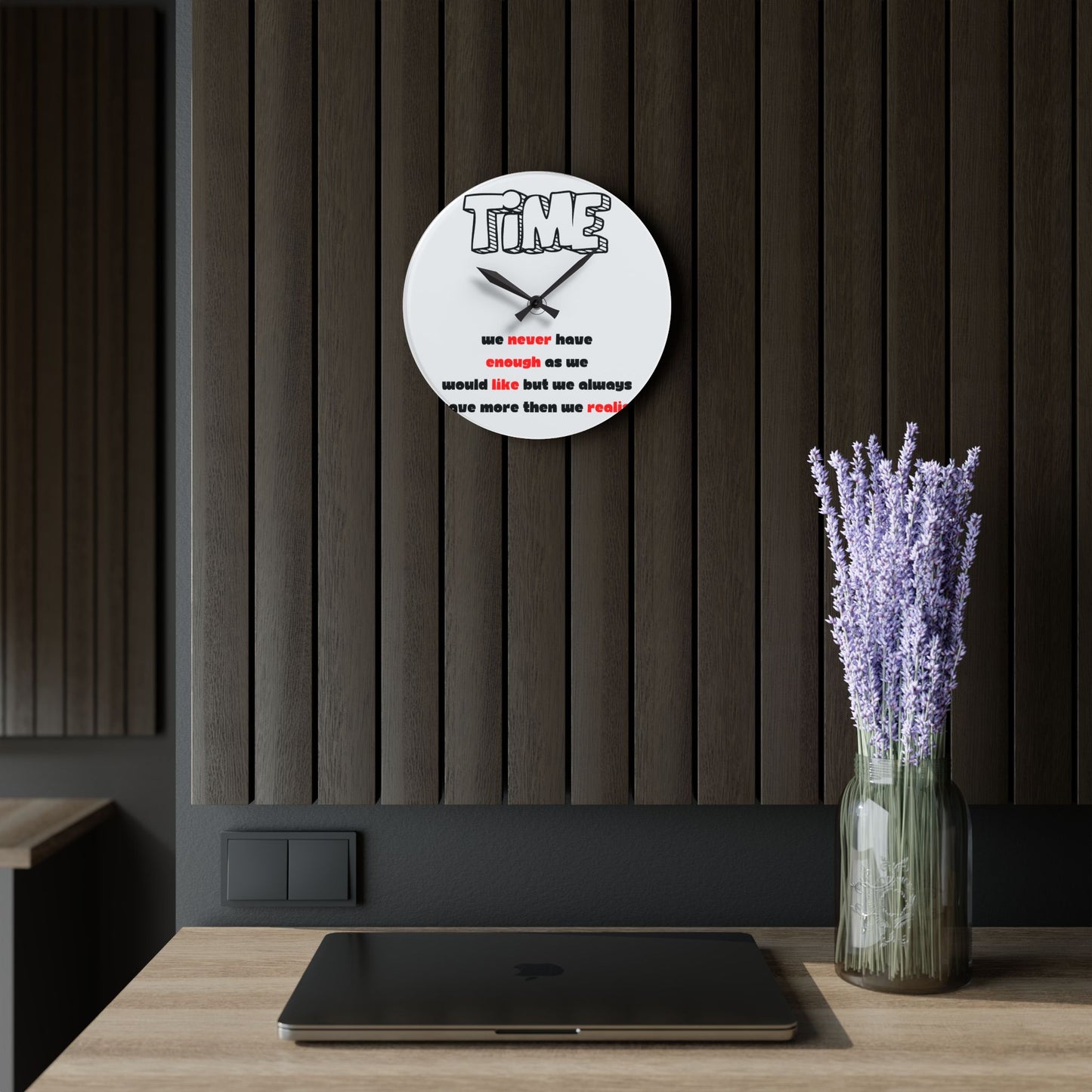 Inspirational Acrylic Wall Clock - 'Time' Design for Home Decor