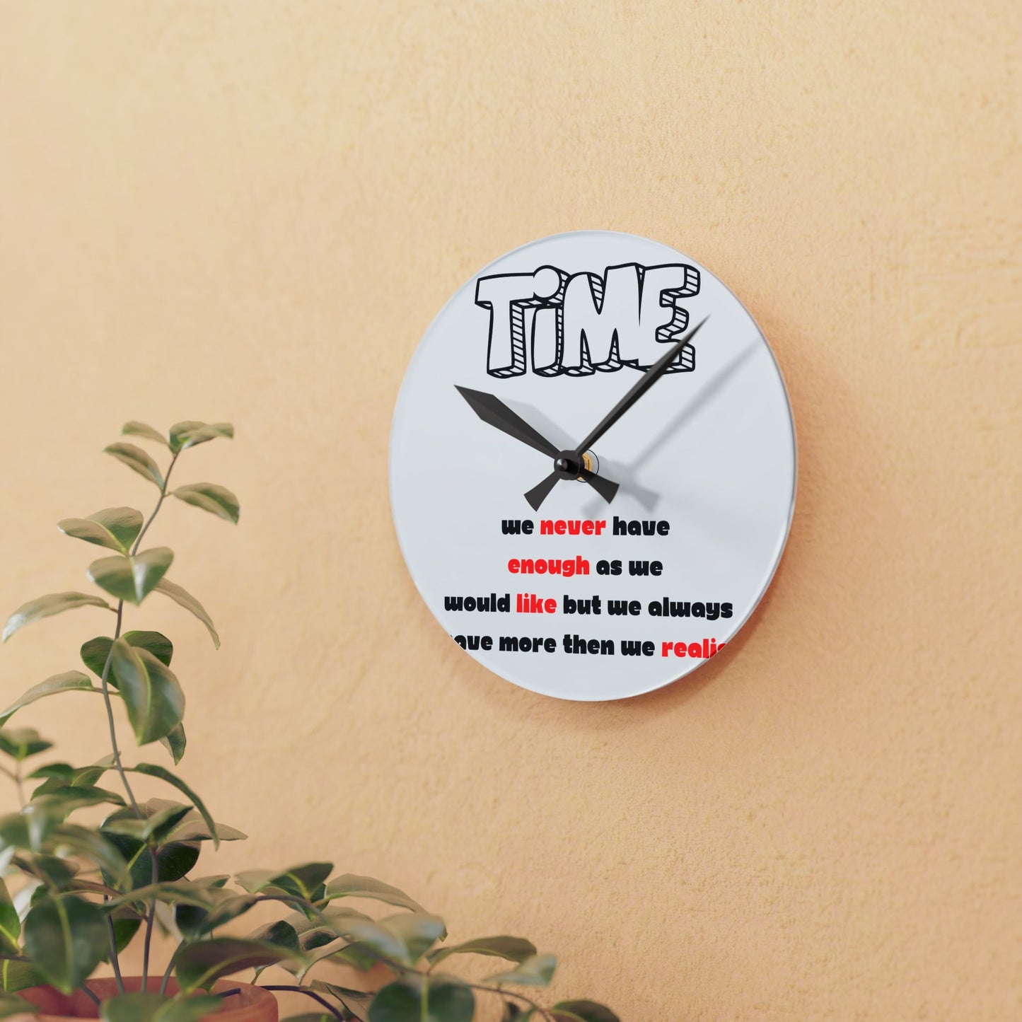 Inspirational Acrylic Wall Clock - 'Time' Design for Home Decor