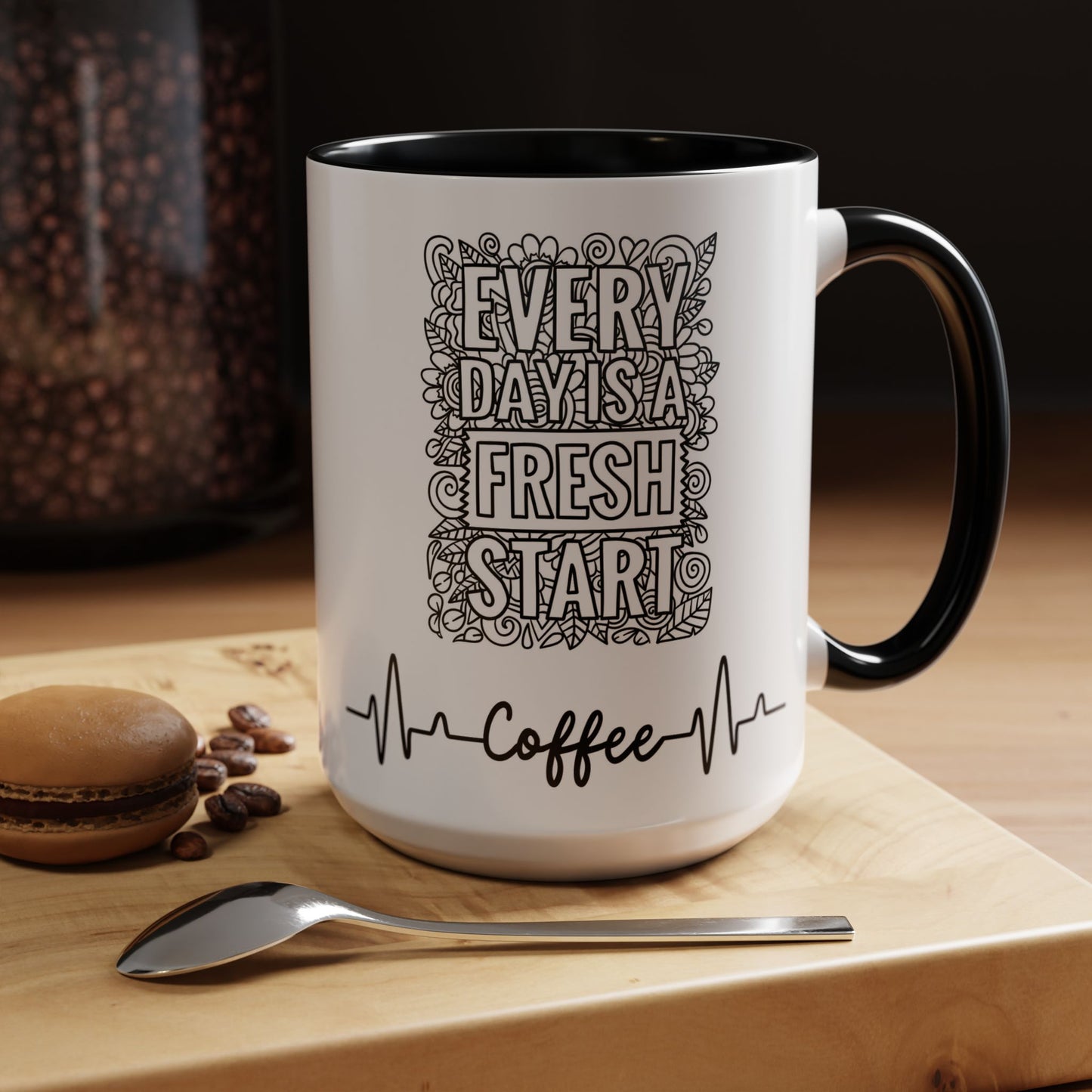 Every day is a new Start in Two tone Accent Coffee Mug (11, 15oz)