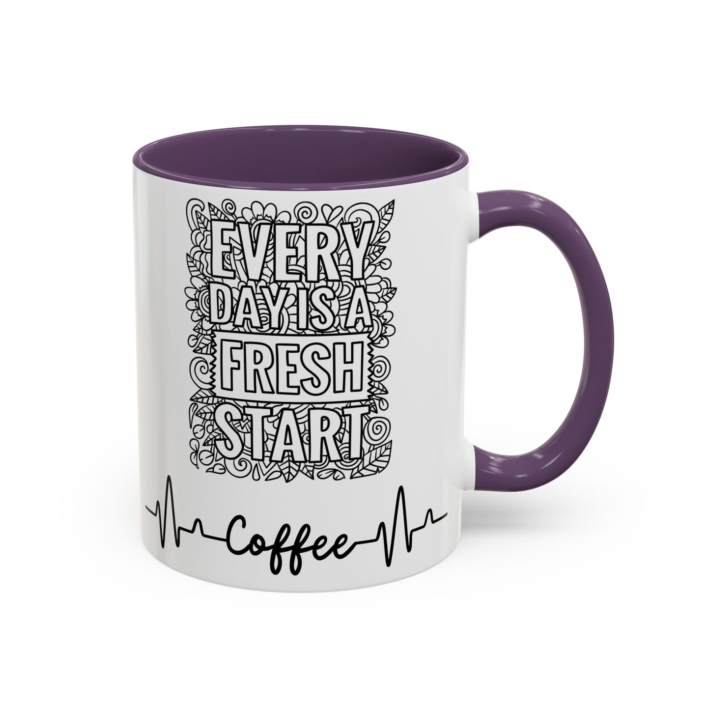 Every day is a new Start in Two tone Accent Coffee Mug (11, 15oz)