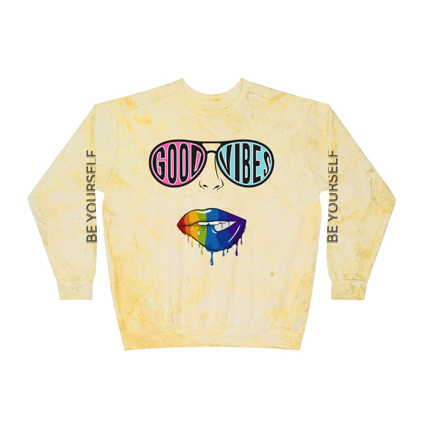 Color Blast Good Vibes Unisex Crewneck Sweatshirt - Perfect for Pride and Self-Expression