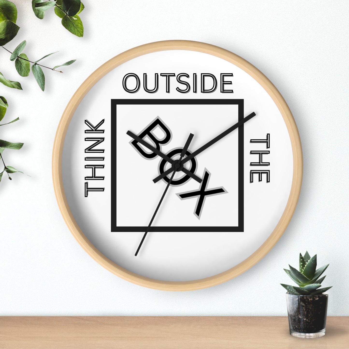 Motivational Wall Clock - "Think Outside the Box" - Modern Home Decor