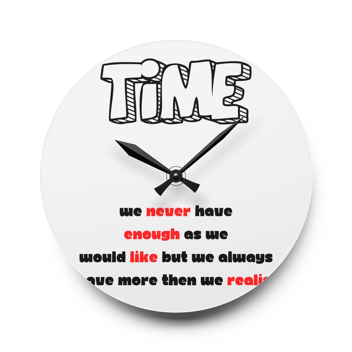 Inspirational Acrylic Wall Clock - 'Time' Design for Home Decor