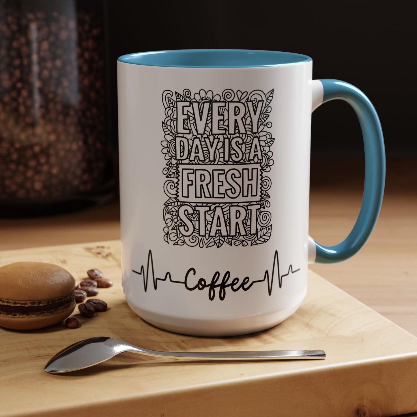 Every day is a new Start in Two tone Accent Coffee Mug (11, 15oz)