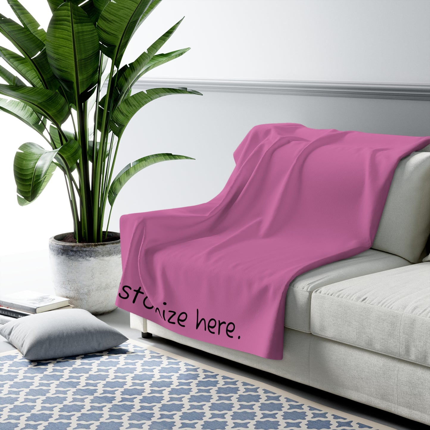 Sherpa Fleece Blanket in Light Pink