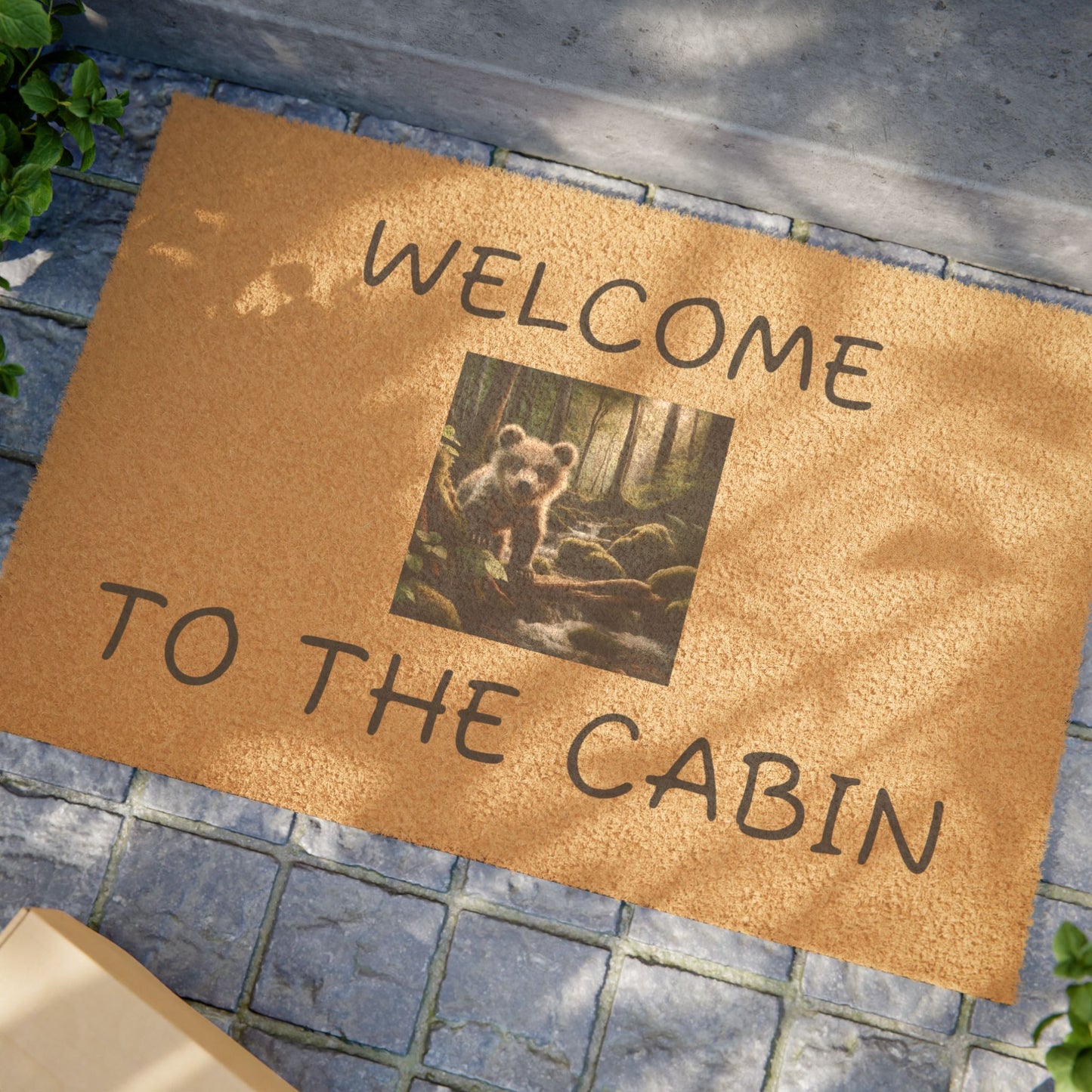 Welcoming bear cub doormat