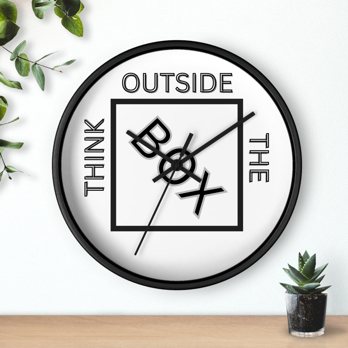 Motivational Wall Clock - "Think Outside the Box" - Modern Home Decor