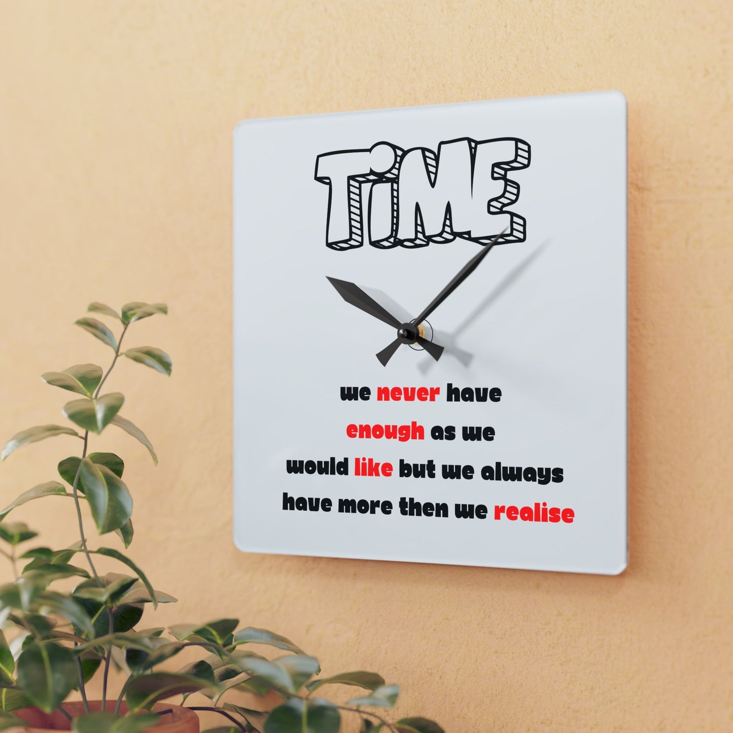 Inspirational Acrylic Wall Clock - 'Time' Design for Home Decor