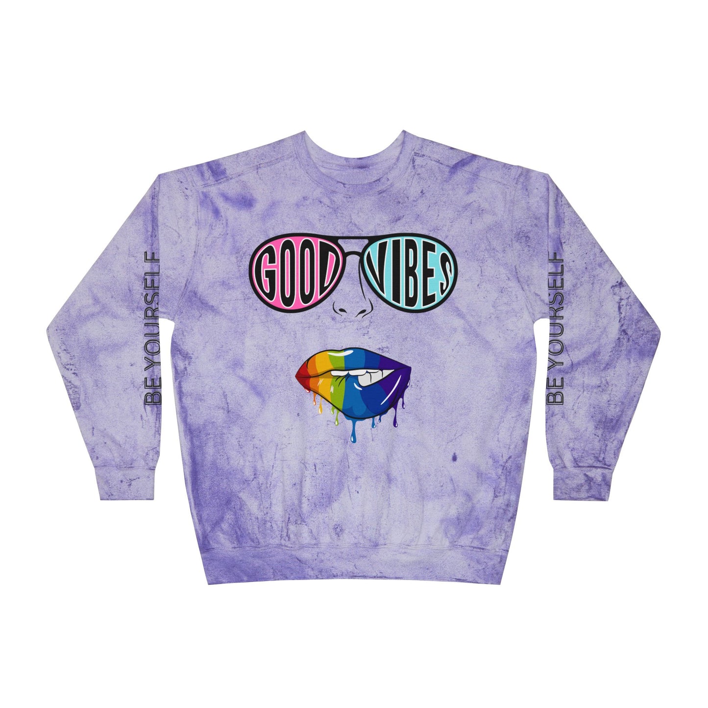 Color Blast Good Vibes Unisex Crewneck Sweatshirt - Perfect for Pride and Self-Expression