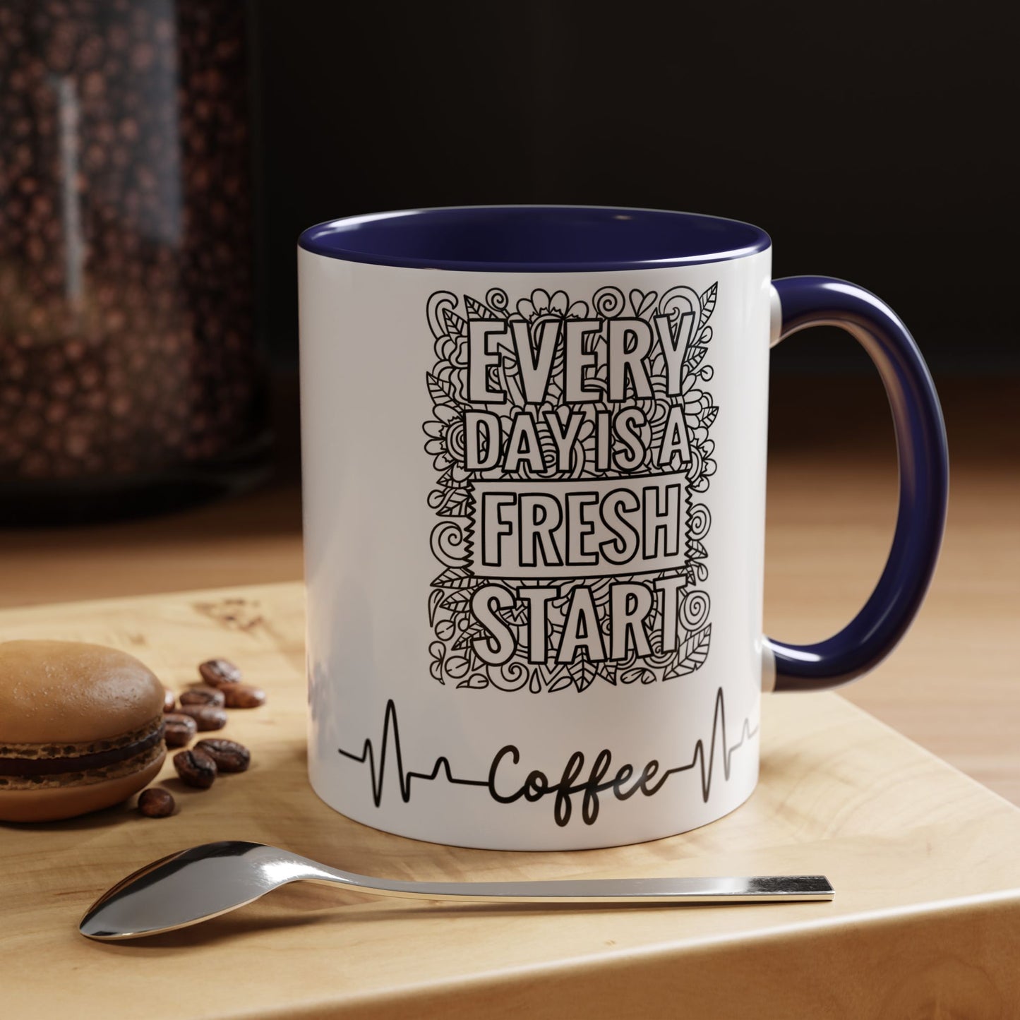 Every day is a new Start in Two tone Accent Coffee Mug (11, 15oz)