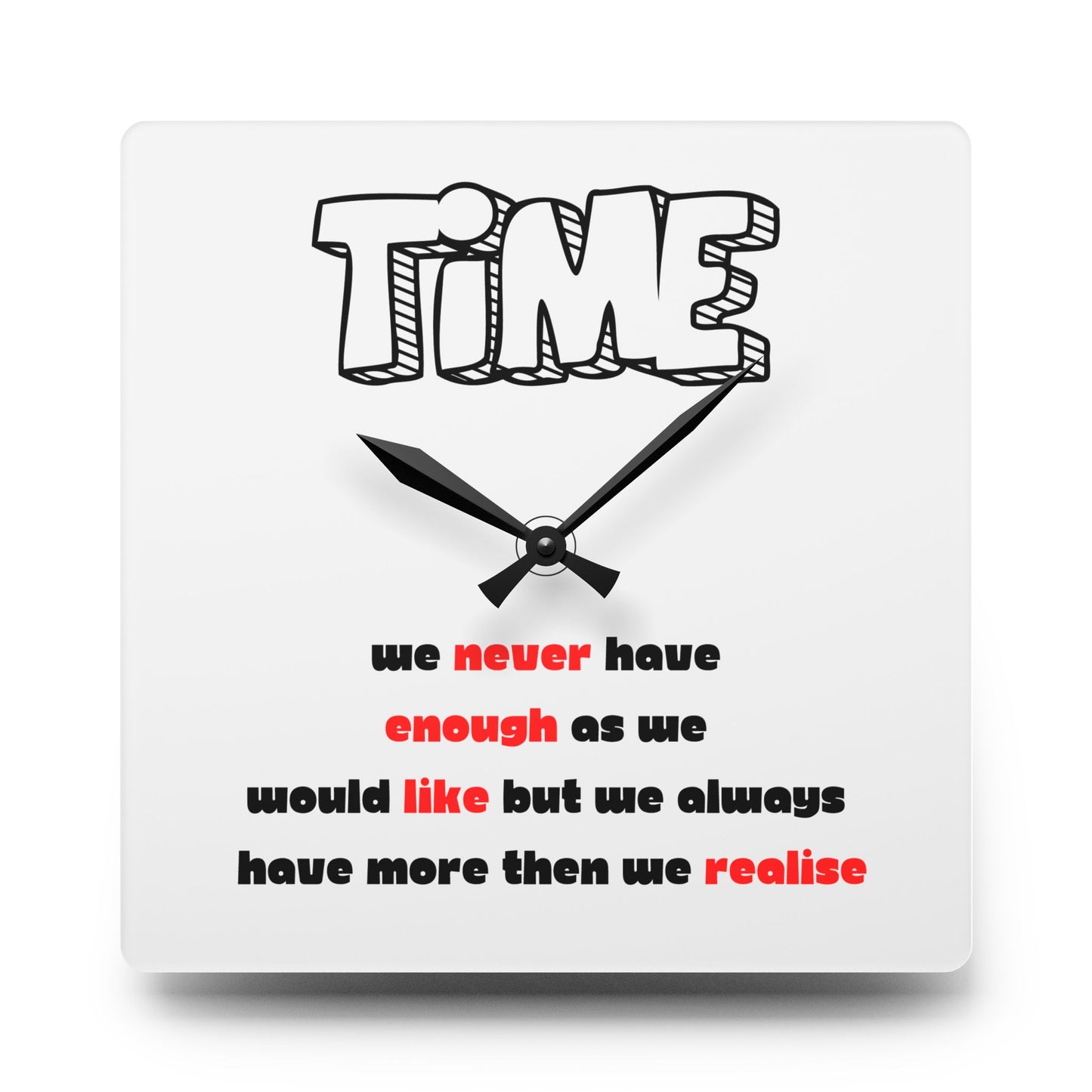 Inspirational Acrylic Wall Clock - 'Time' Design for Home Decor