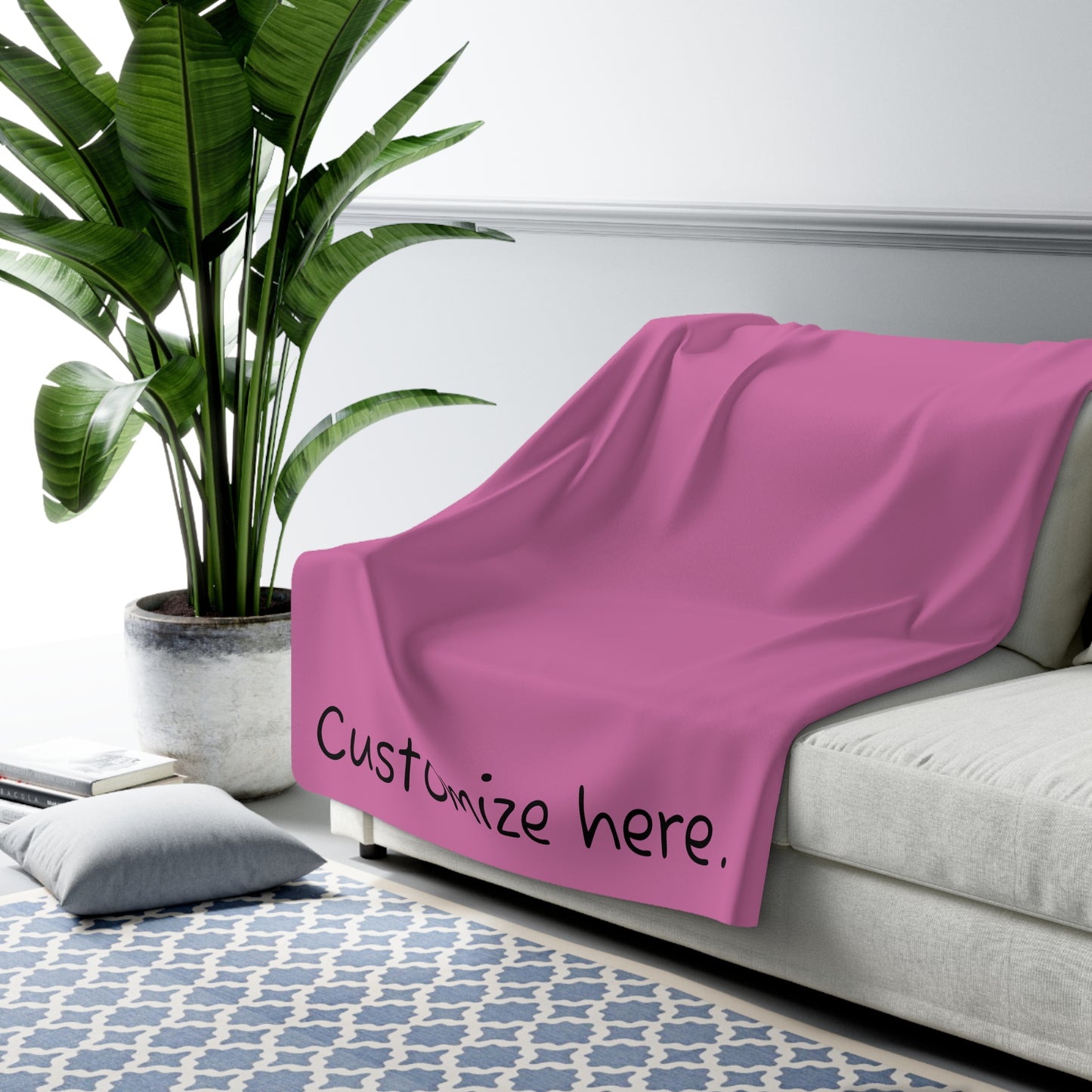 Sherpa Fleece Blanket in Light Pink