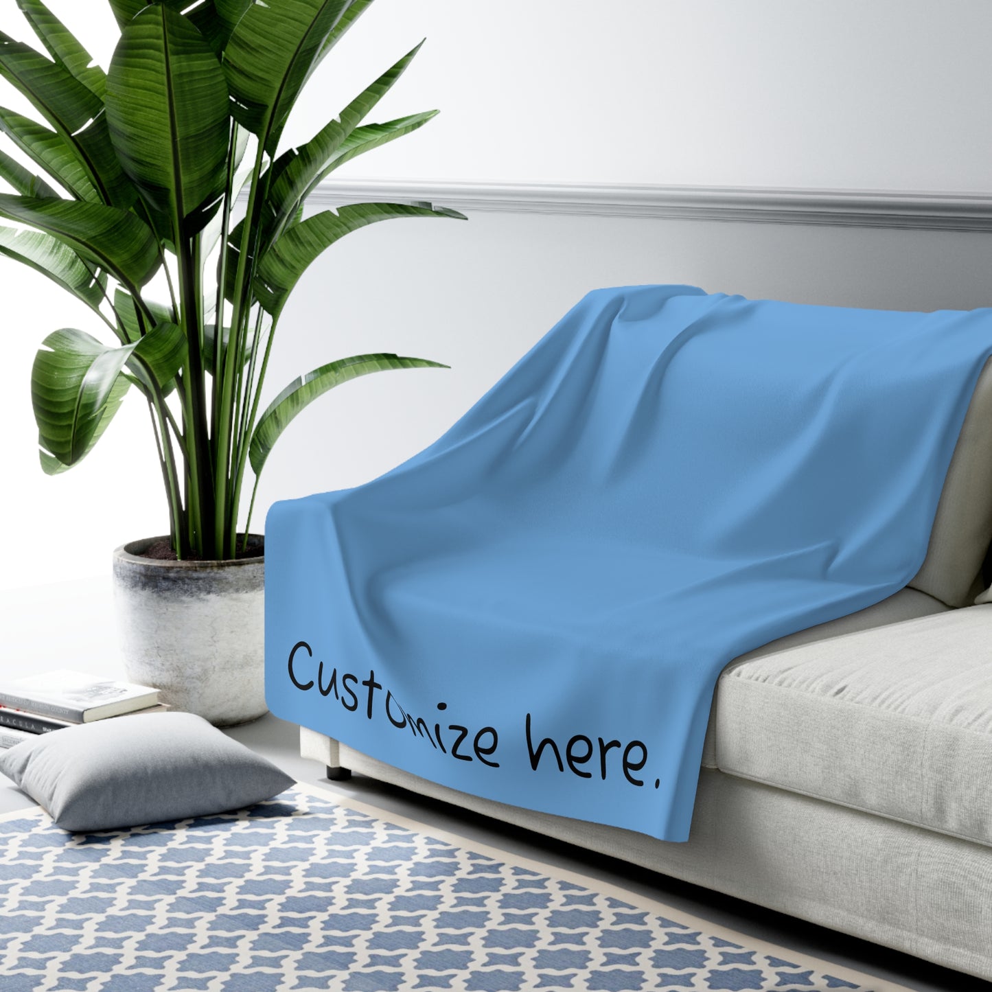 Sherpa Fleece Blanket in Light Blue