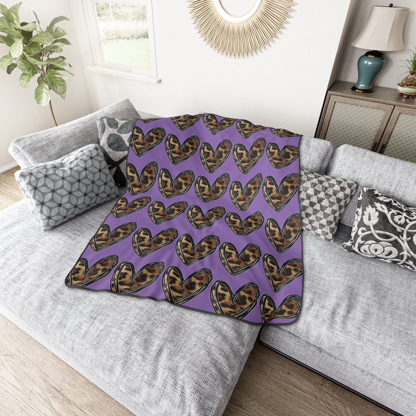 Cheetah Print Heart Blanket