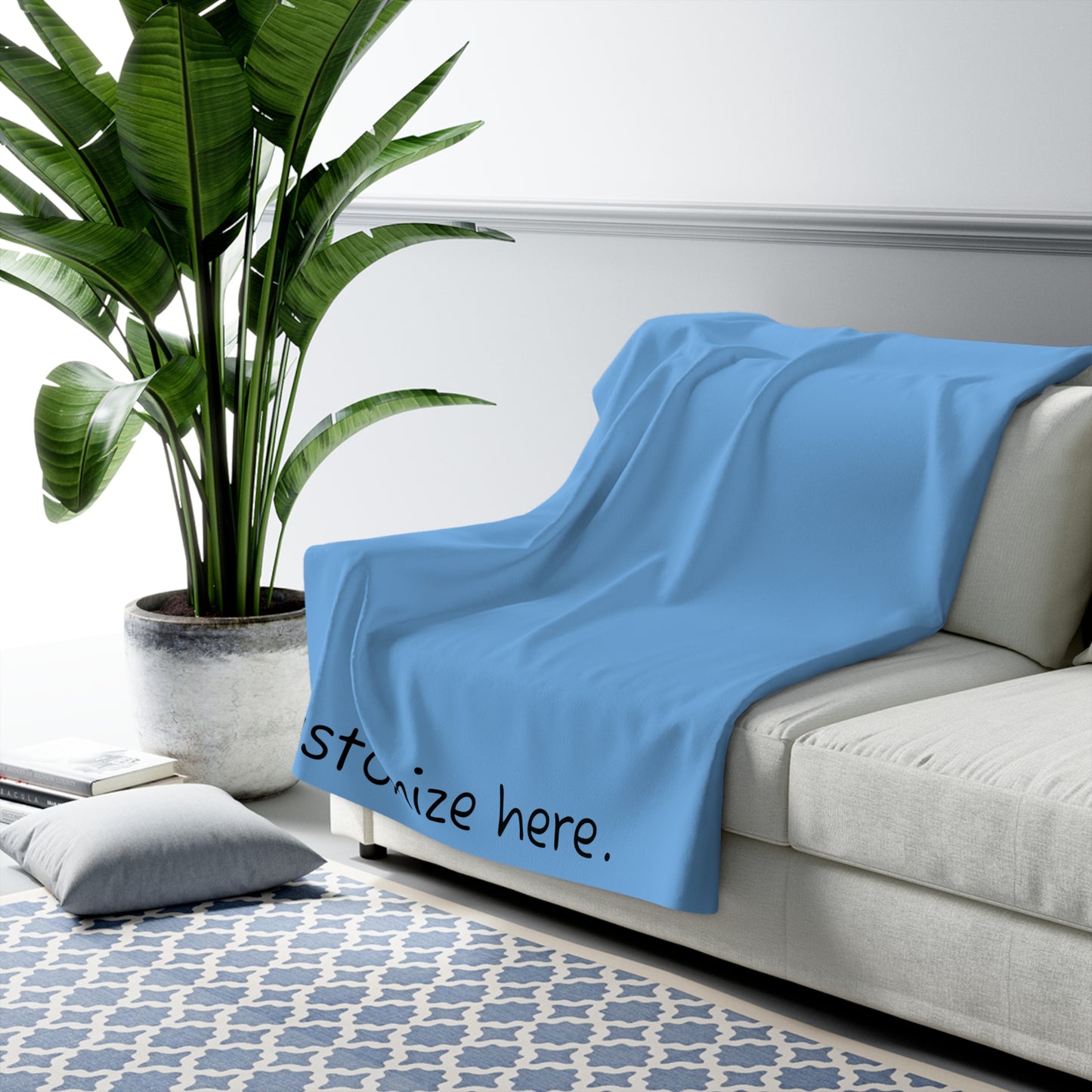 Sherpa Fleece Blanket in Light Blue