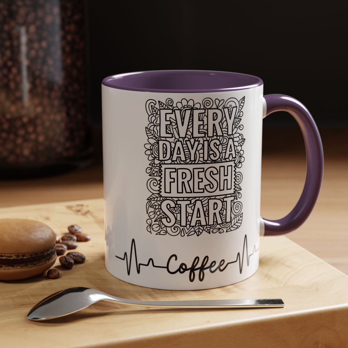 Every day is a new Start in Two tone Accent Coffee Mug (11, 15oz)