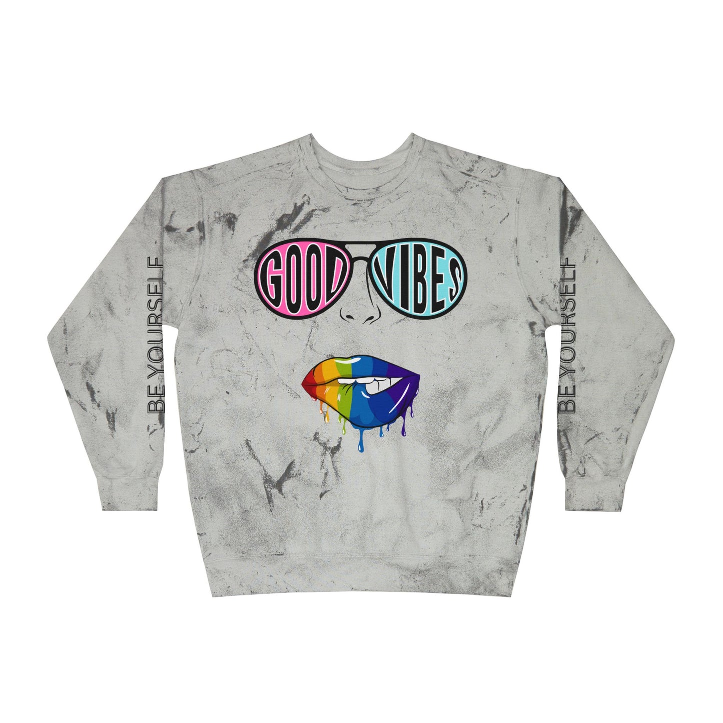 Color Blast Good Vibes Unisex Crewneck Sweatshirt - Perfect for Pride and Self-Expression