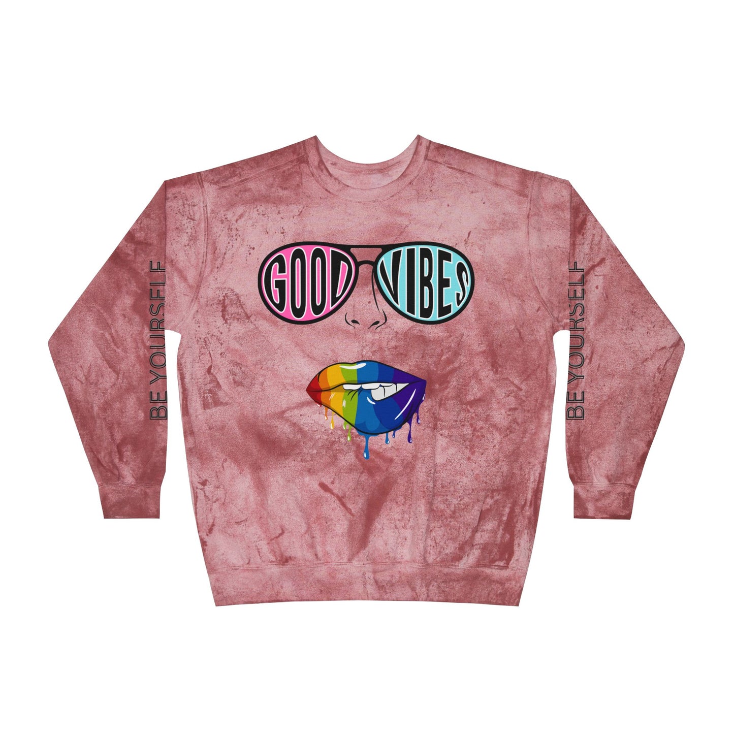 Color Blast Good Vibes Unisex Crewneck Sweatshirt - Perfect for Pride and Self-Expression