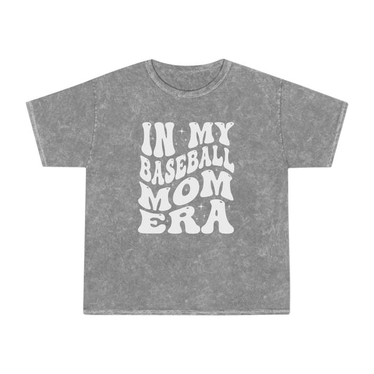 Customizable back Mineral Wash T-Shirt - "In My Baseball Mom Era"