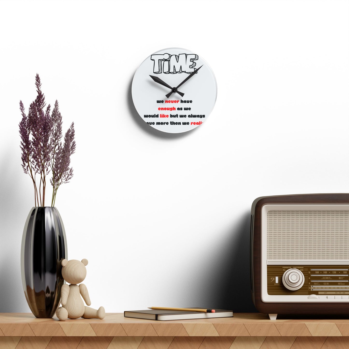 Inspirational Acrylic Wall Clock - 'Time' Design for Home Decor