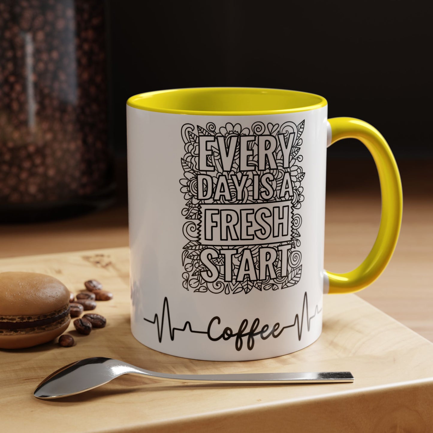 Every day is a new Start in Two tone Accent Coffee Mug (11, 15oz)