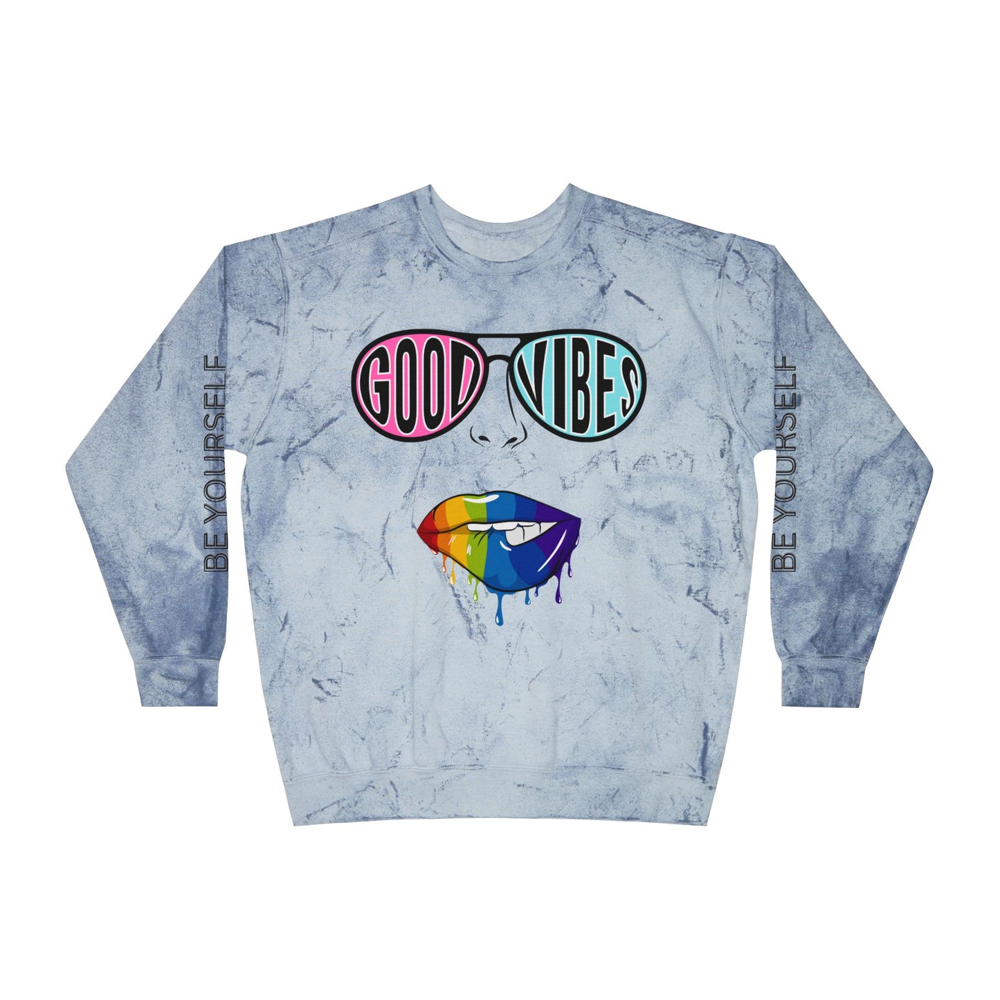 Color Blast Good Vibes Unisex Crewneck Sweatshirt - Perfect for Pride and Self-Expression