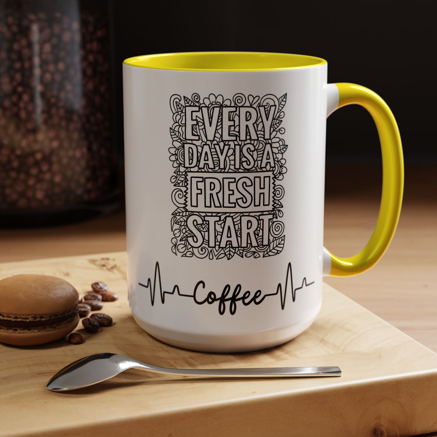 Every day is a new Start in Two tone Accent Coffee Mug (11, 15oz)