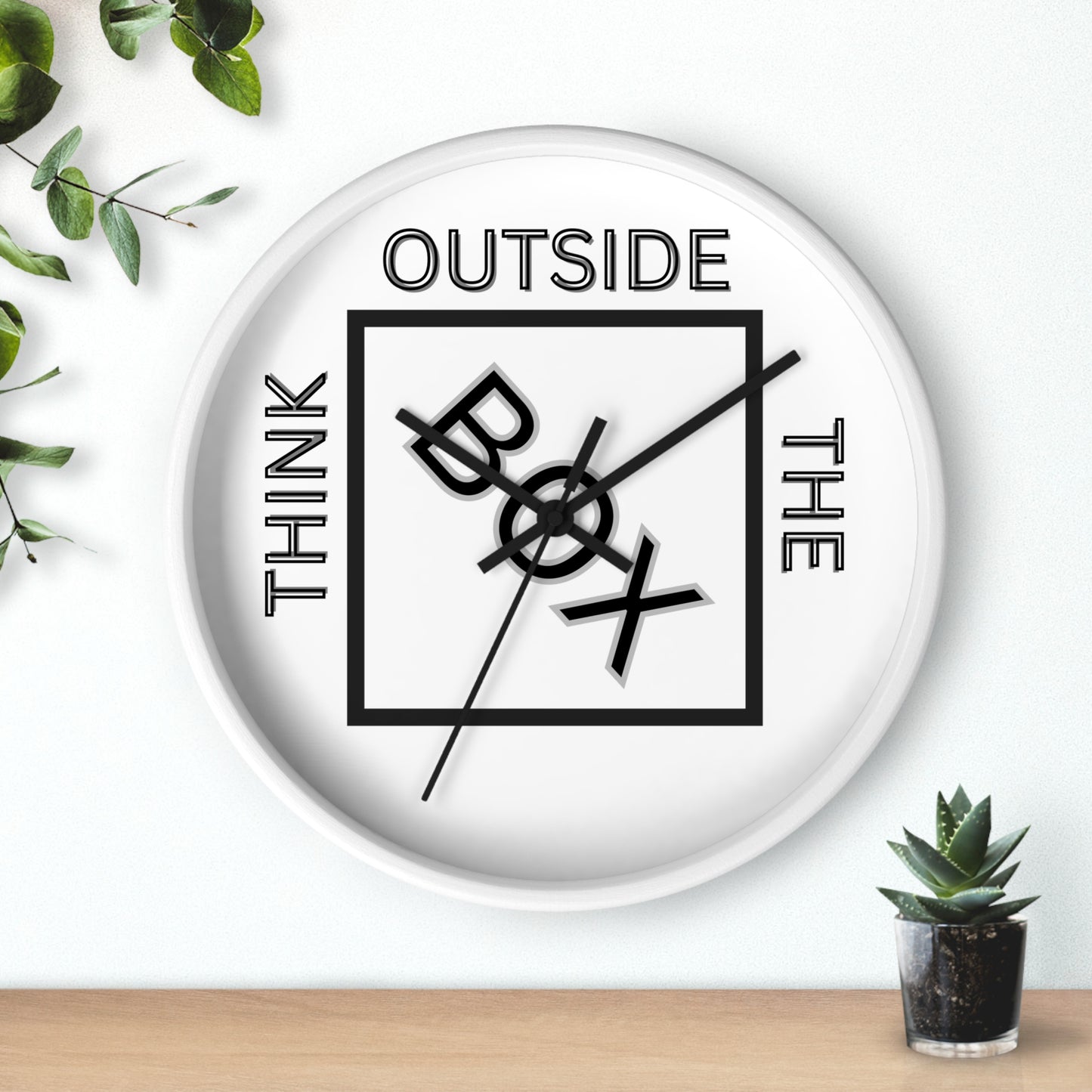 Motivational Wall Clock - "Think Outside the Box" - Modern Home Decor